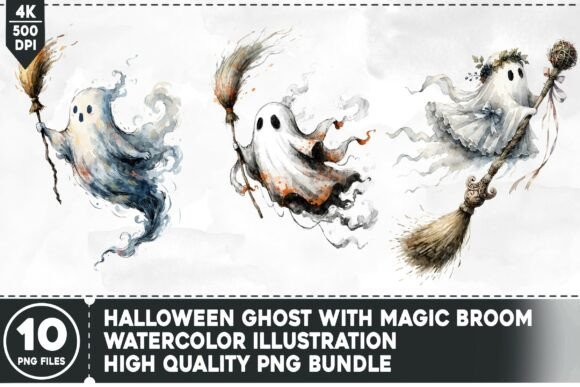 Download Halloween Ghost with Magic Broom - Broom Collection