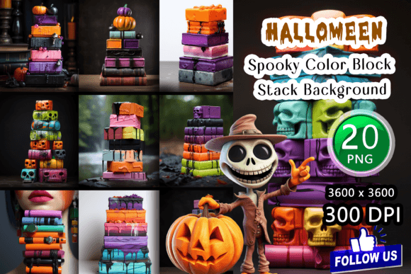 Download Spooky Color Block Stack Backgrounds - Spooky Collection