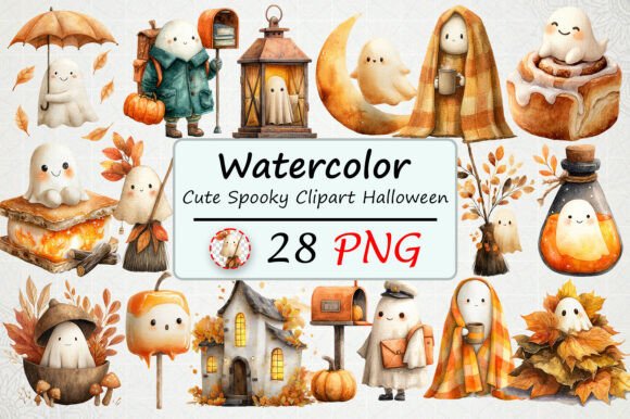 Download Watercolor Cute Spooky Clipart Halloween - Spooky Collection