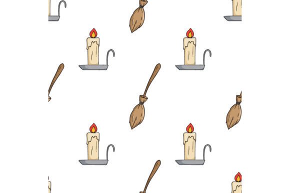Download Halloween Candle and Broom Stick Pattern - Broom Collection