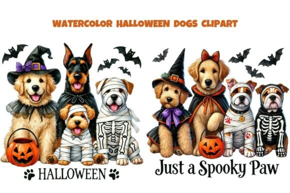 Download Watercolor Halloween Dogs Spooky Clipart - Spooky Collection