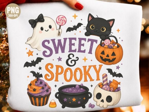 Download Sweet Spooky Halloween Ghost Cat Clipart - Spooky Collection