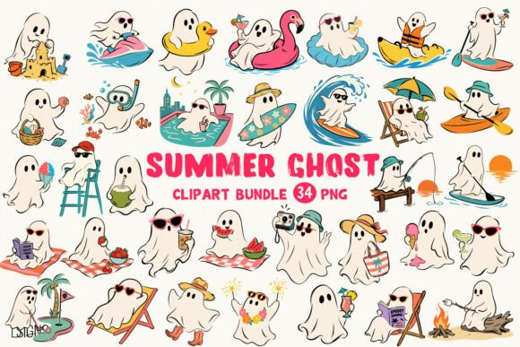 Download Summer Ghost Halloween Clipart Bundle - Premium Resources
