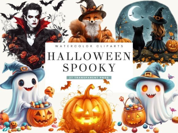 Download Watercolor Halloween Spooky Clipart - Spooky Collection