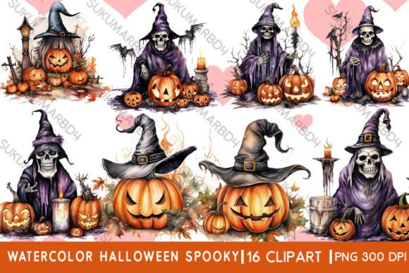 Download Watercolor Halloween Spooky Clipart - Spooky Collection