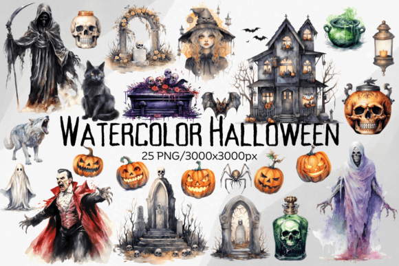 Download Watercolor Halloween Spooky Clipart - Spooky Collection